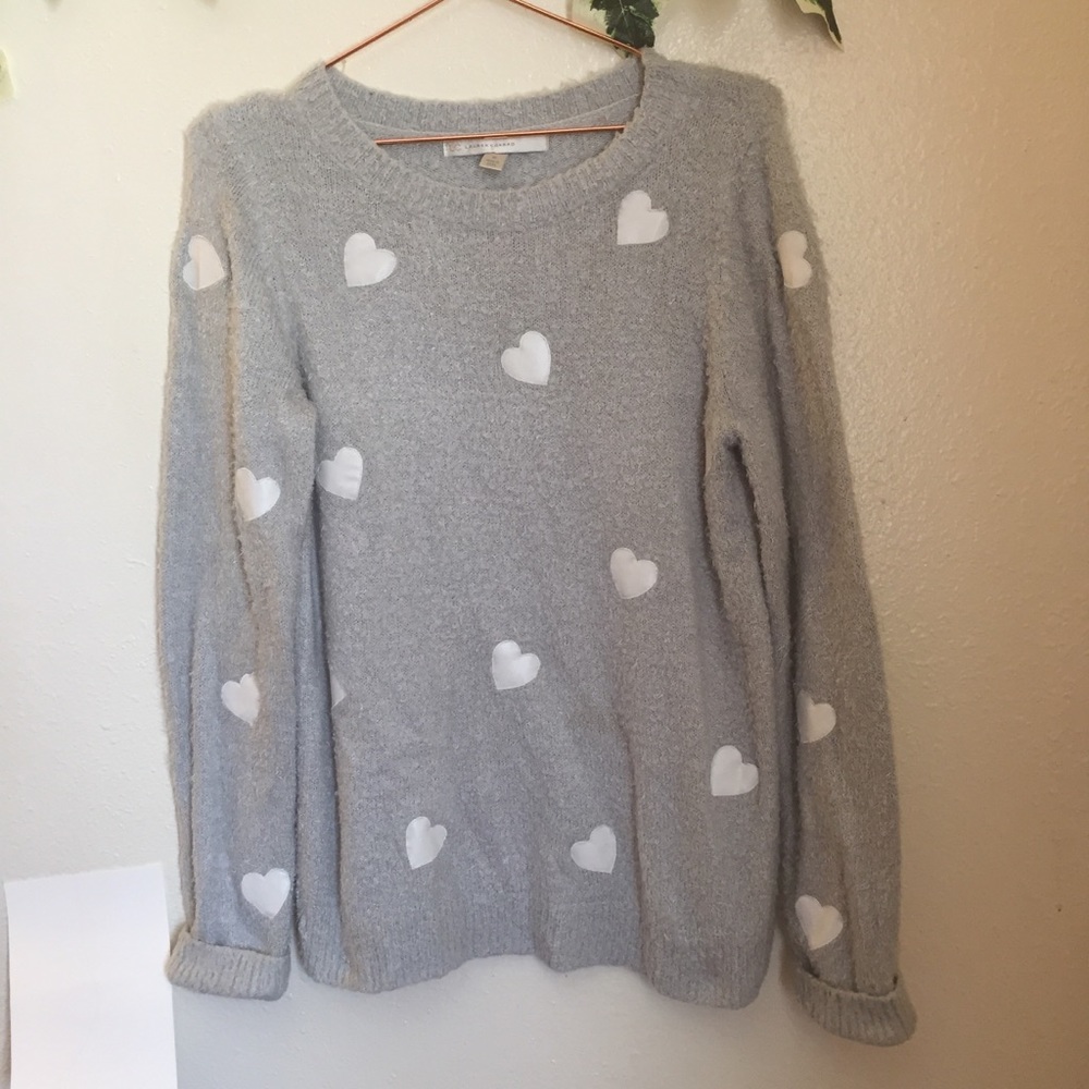 Lauren Conrad Gray Heart Sweater M